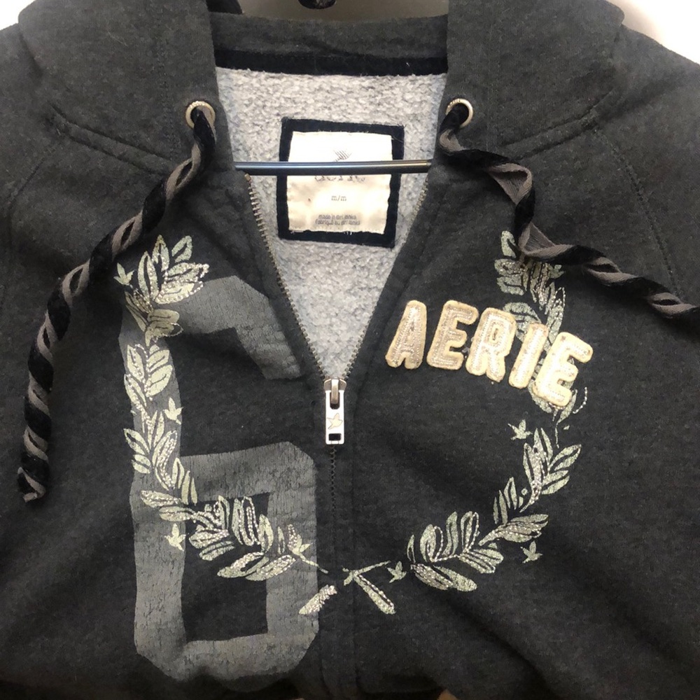 Aerie Charcoal Gray long sleeve full zip jacket